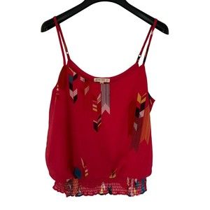Love Fire Red Tank Top Juniors size Medium Geometric